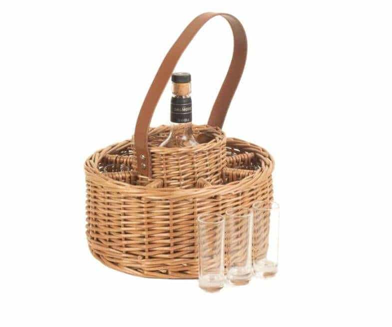 Round Wicker Whiskey/Port Drinks Carrier