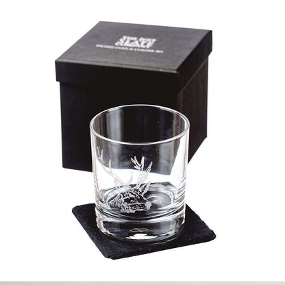 Stag Glass and Coaster Set