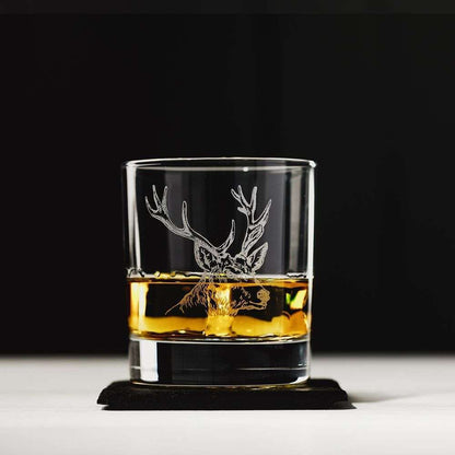 Stag Glass and Coaster Set