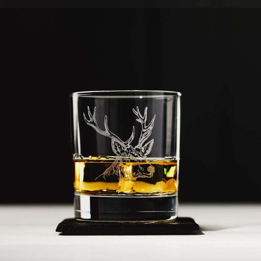 Stag Glass and Coaster Set