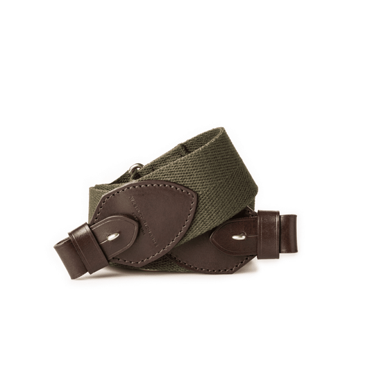 Westley Richards <br> Rifle Sling in Green Canvas Dark Tan